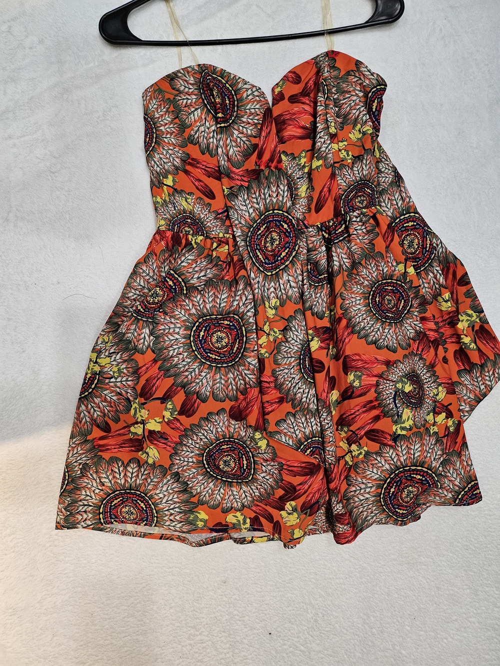 Mustard Seed Orange Floral Strapless Fit & Flare Dress